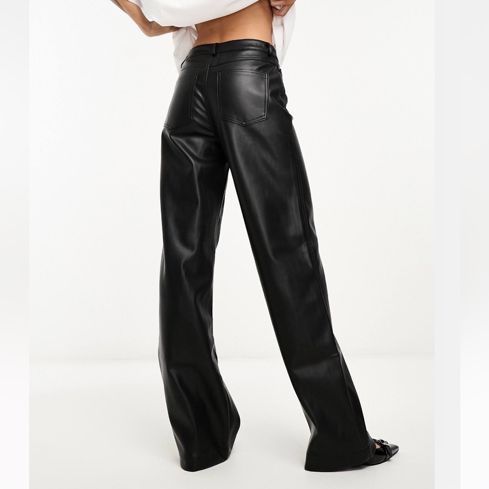 Faux leather straight pants